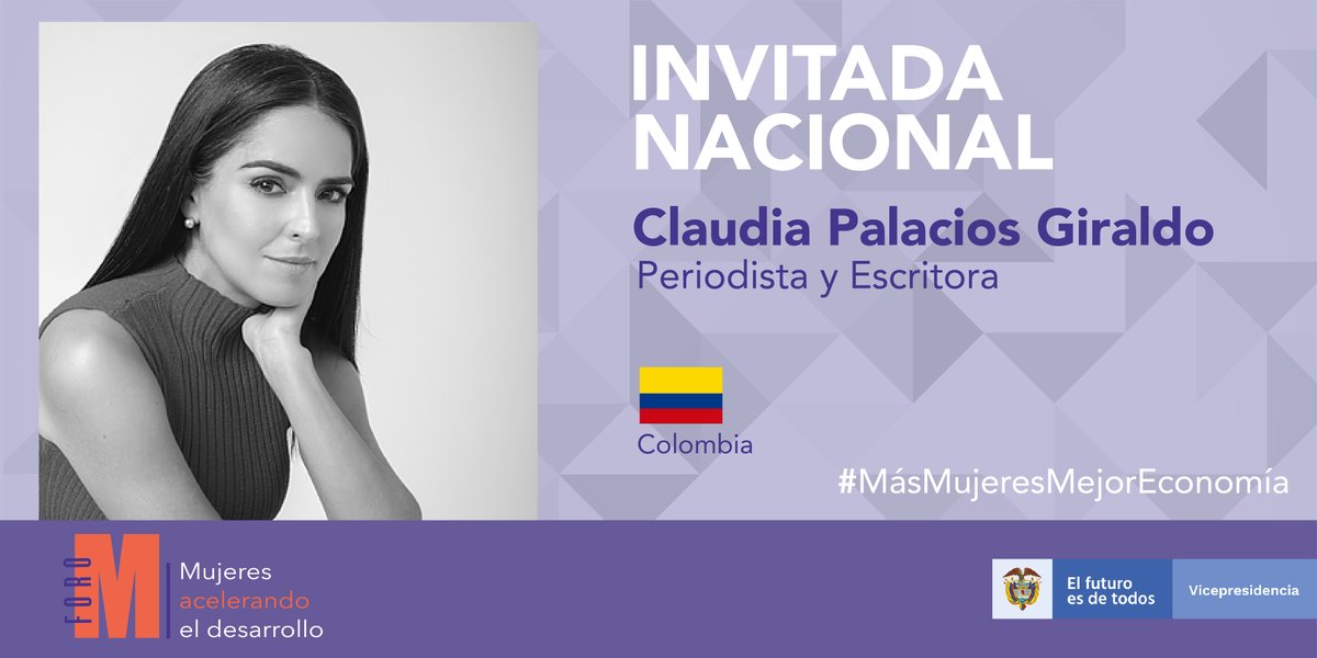 ViceColombia's tweet photo. Invitada #ForoM | @claudiapalacios, una mujer directora, columnista, reportera, productora y presentadora de noticias por más de 20 años. Su obra más reciente habla sobre equidad de género: ‘HemBRUjaS, Muchas Voces de una Lucha en la que Faltan Hombres’. #MásMujeresMejorEconomía https://t.co/9KHgLpDfdU
