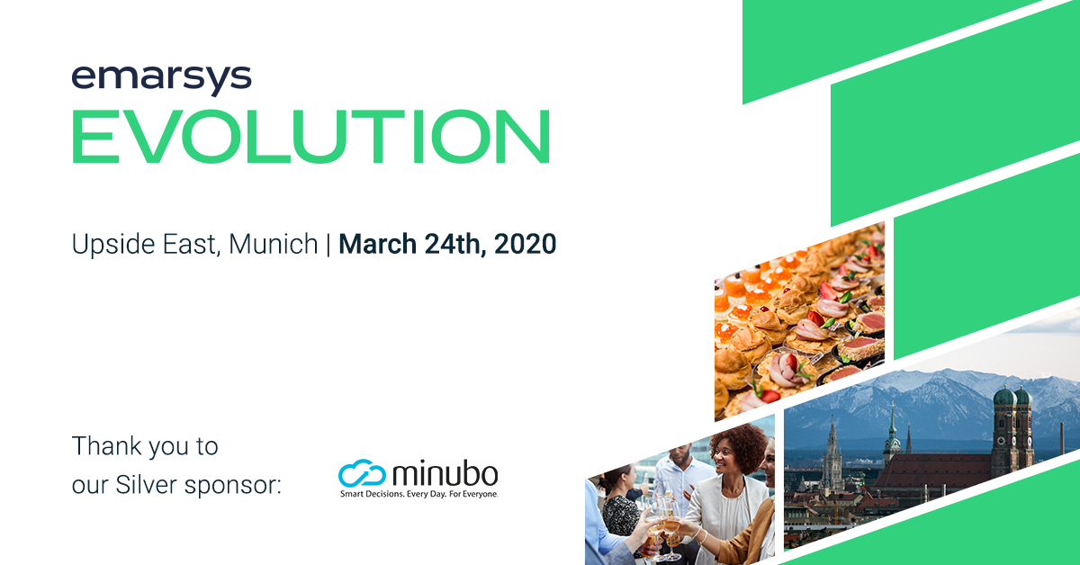 Emarsys's tweet photo. We are so thankful to have @minubo as a silver sponsor for #EmarsysEvolution Munich! Be sure to join us on 24th March 2020 to learn how #omnichannel marketing can help to accelerate your business outcomes in 2020. https://t.co/q98kXej79M https://t.co/pOFAMha382