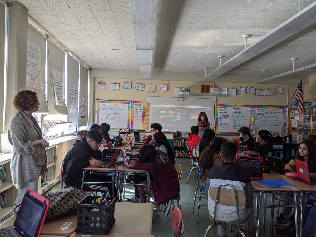 ELAwithMrsAgens's tweet photo. 8A students learned how to use WeVideo to make commercials for their Literary Food Trucks today. Thanks to Ms. Hughes and Ms. Rice for the helpful tutorial!! #WeVideo #LiteraryFoodTruck #TechInELA #8AallDay @BMSLibrary07003 @BMSTechCoach https://t.co/629GOx9Dlk