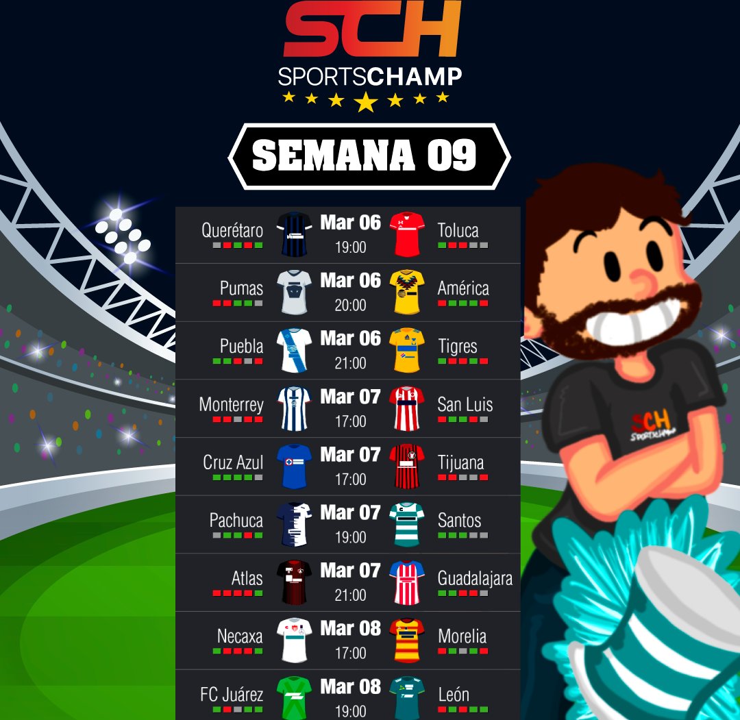 SportsChampMX's tweet photo. ⚽Semana 09⚽
No olvides meter tus pronósticos.
-
-
-

#LigaMX #LigaBBVABancomer
#SportsChamp #Quiniela #Pronosticos #PronosticosDeportivos #Picks #Fantasy #FantasySoccer #LigaFantastica https://t.co/0bI307BQAY