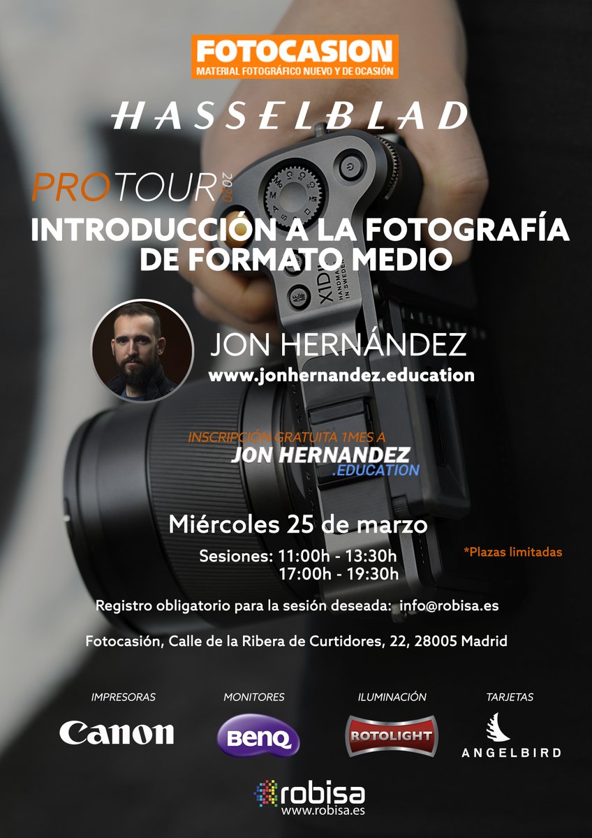 @thekubestudio nos guiará el día 25 de marzo en <a href="/Fotocasion/">FOTOCASION.ES</a>  a través de una sesión fotográfica hasta la edición e impresión final.
Habrá cámaras <a href="/Hasselblad/">Hasselblad</a> X1D y X1D II a disposición del público que podrán probar y comprobar su calidad de imagen.
#Robisa #HasselbladProTour2020