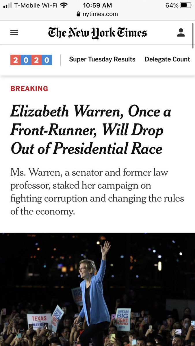 hkearl's tweet photo. This outcome for #ElizabethWarren is Insidious Sexism at work- too many people aren’t ready to see a woman as president, no matter how prepared, smart & dedicated she is. I am mad, sad & resigned to 4 more yrs of trump. The B dudes are meh & aren’t gonna get it done. #doomed2020 https://t.co/D47jgB5hmS
