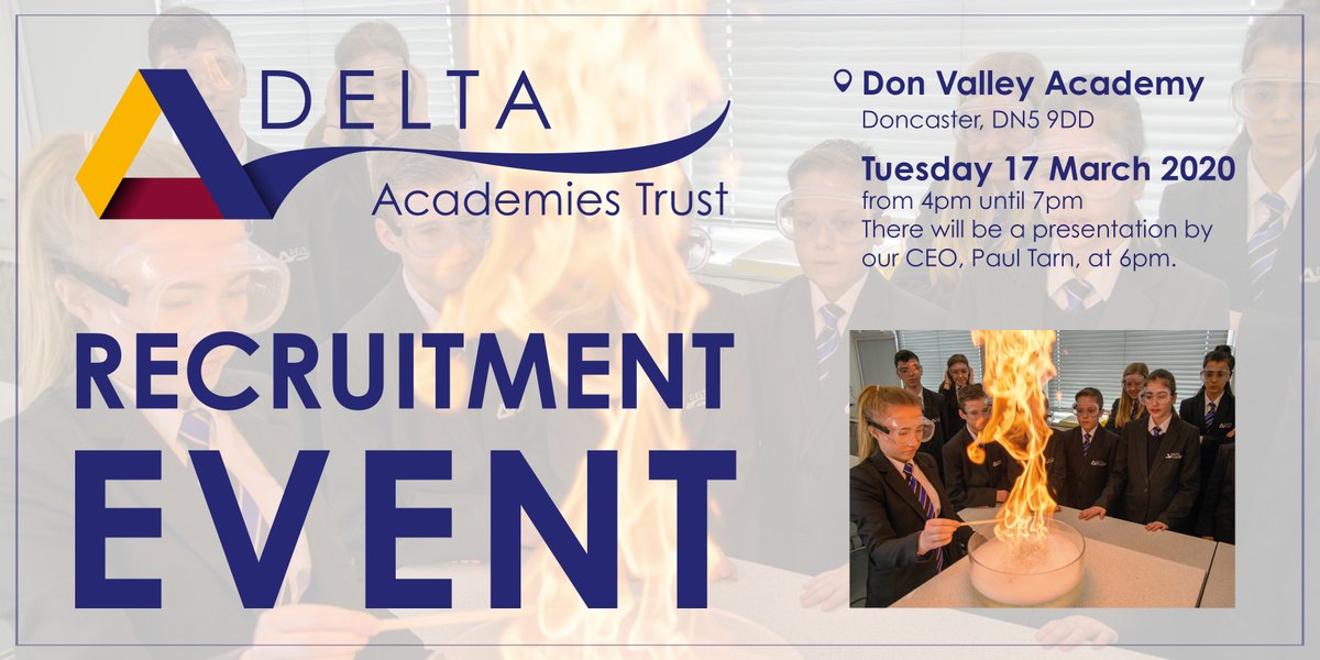deltatrustjobs's tweet photo. Come along and meet members of staff from our Academies and Delta Core Team for an informal discussion about how @DeltaTrust_Org could be the next step in your career #WorldBookDay #deltatrust #changinglives https://t.co/He9Ic6C5Vo