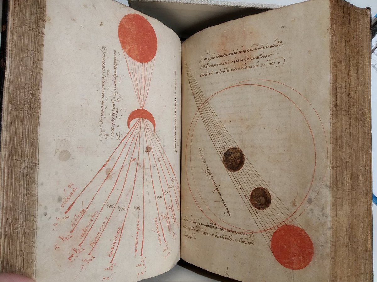 tur_alexandre's tweet image. Hasard du calendrier, part aujourd'hui #ALaRepro le manuscrit Grec 2087 @laBnF, un mélange du XIVe siècle originaire de la mer morte contenant (entre autres) de reconnaissables schémas d'astronomie et d'astrologie !
