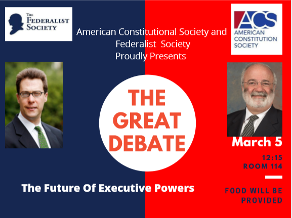 acsuclaw's tweet photo. Don't miss out on The Great Debate today in Room 114 at 12:15! https://t.co/jkxvJdAuRL