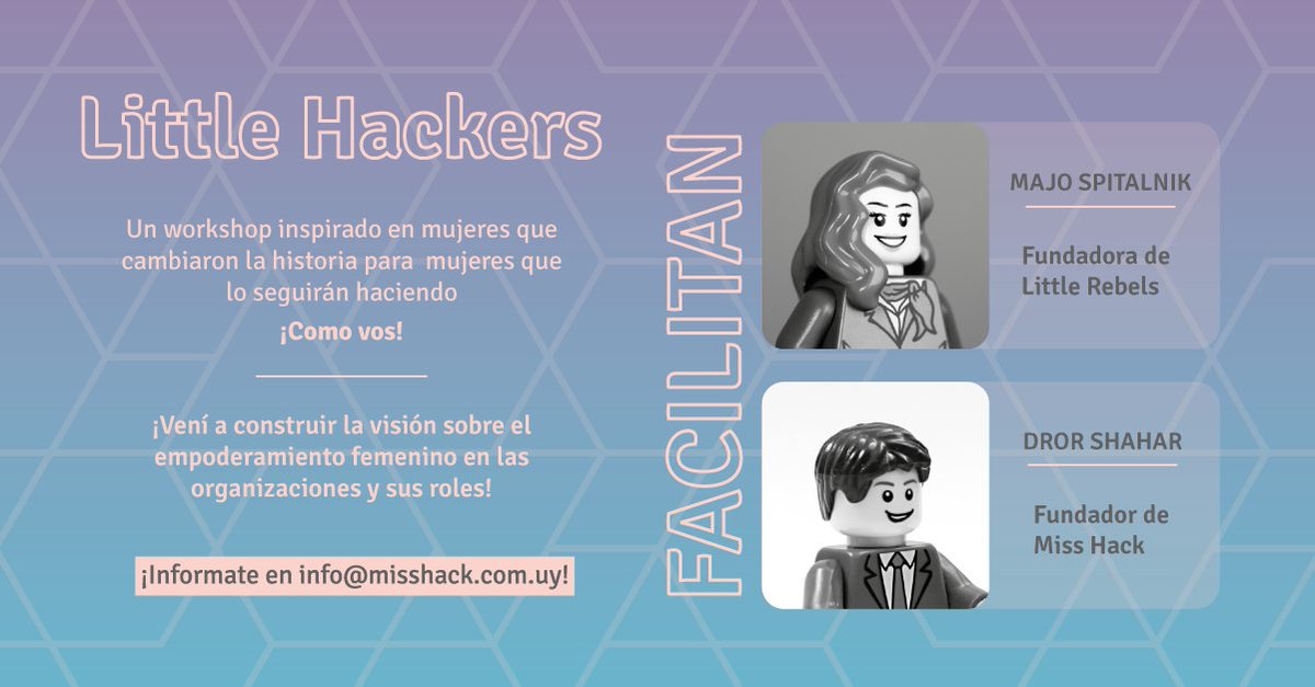ImMissHack's tweet photo. ¡Mañana nos encontramos en #LITTLEHACKERS!

🎯 Solicitá tu lugar en info@misshack.com.uy 
¡Quedan pocos cupos disponibles!

#workshop #LSP #taller #gamification #8M #legoseriousplay #lego https://t.co/xWuN5FWRKr