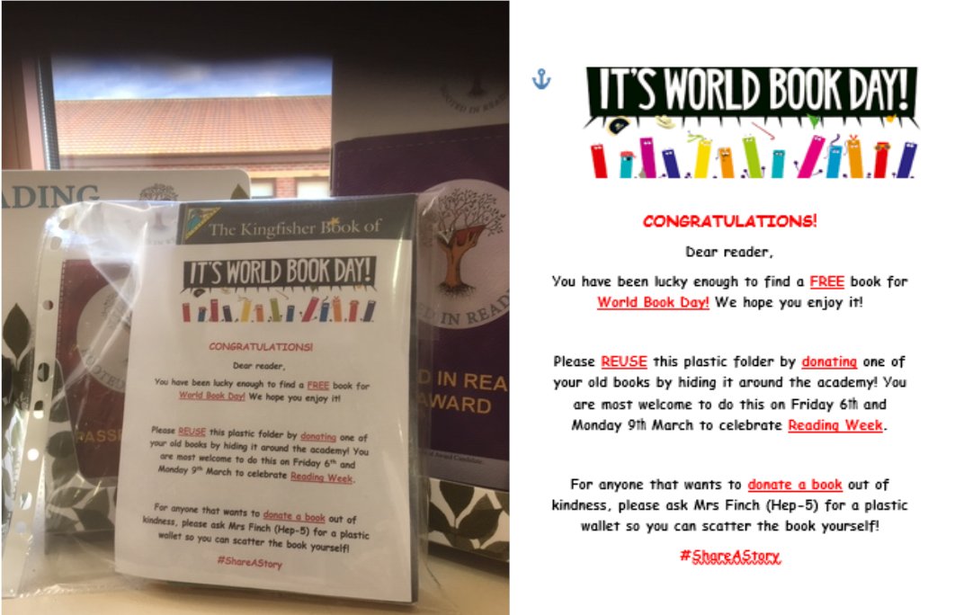 It’s Reading Week…and perfectly timed to coincide with World Book Day. Our resident book worm has hidden books around the academy for students to enjoy for free! Students are also encouraged to take part until Monday–sharing a book from home they have loved but no longer want.