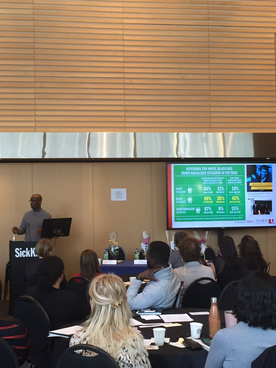 TOchildoutcomes's tweet photo. Dr Carl James @YorkUeducation telling an important story about impact of structural factors in the gap between Black student aspirations for a university education and reality of graduation rates #childfriendlyTO https://t.co/FJPyV6WDBi