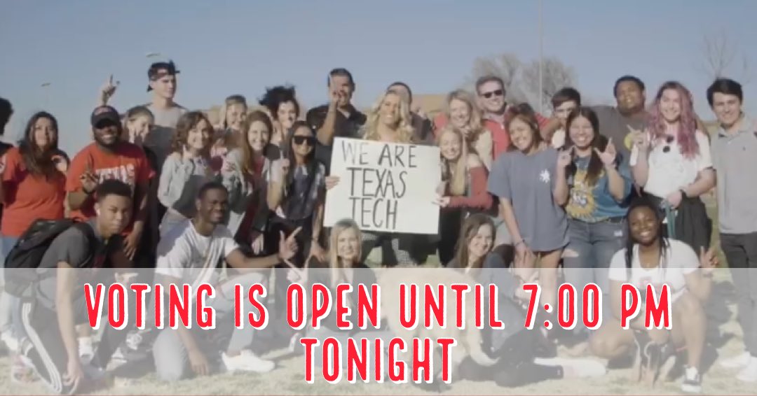 Texas Tech Students VOTE NOW! ⚡️VOTE AT ttu.edu/vote ⚡️