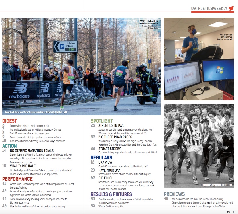 AthleticsWeekly's tweet photo. Thursday is AW day!
» @OfficialBigHalf &amp; @usatf Olympic marathon trials
» Inter-Counties XC preview
» Performance features by @JohnShepherdFit, @TeamLowesRun &amp; @A_Teuten
» Commentating insight from Stuart Storey
» Nostalgia from former AW editor Mel Watman
» News, results &amp; more! https://t.co/Zvr1DVtjXv