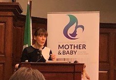 Prof Geraldine Boylan speaking at the HRB Mother and Baby launch of booklet 'Delivering Ireland's Future' @IrishNeonatal @tcddublin #everybabycounts #mumsmatter #improvingoutcomes @hrbireland