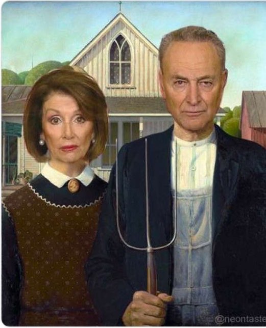 CactusHowl's tweet image. The psycho on the left is tearing up official #SOTU Presidential speeches on live television. The psycho on the right is threatening sitting SCOTUS Justices. This is the Democratic Party. SMH. #SchumerResign #tcot cc: @dbongino @THEHermanCain @TuckerCarlson @JudgeJeanine