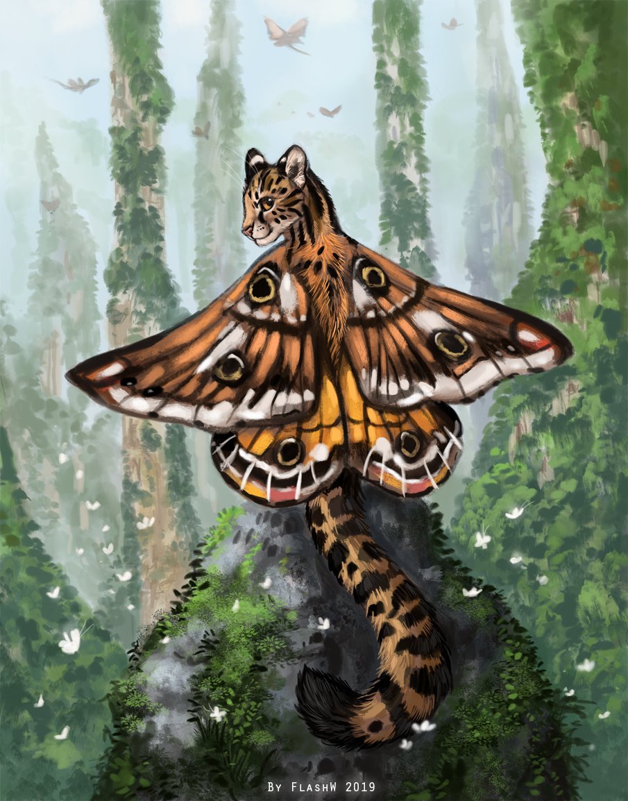 Cats with wings. ~ #Digitalart #Fantasy #Cat #Cheetah, image size:905x1154