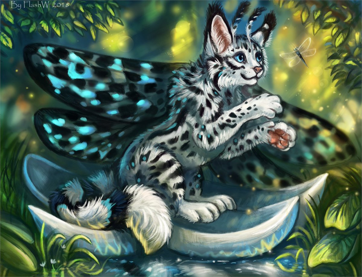 Cats with wings. ~ #Digitalart #Fantasy #Cat #Cheetah, image size:1200x919