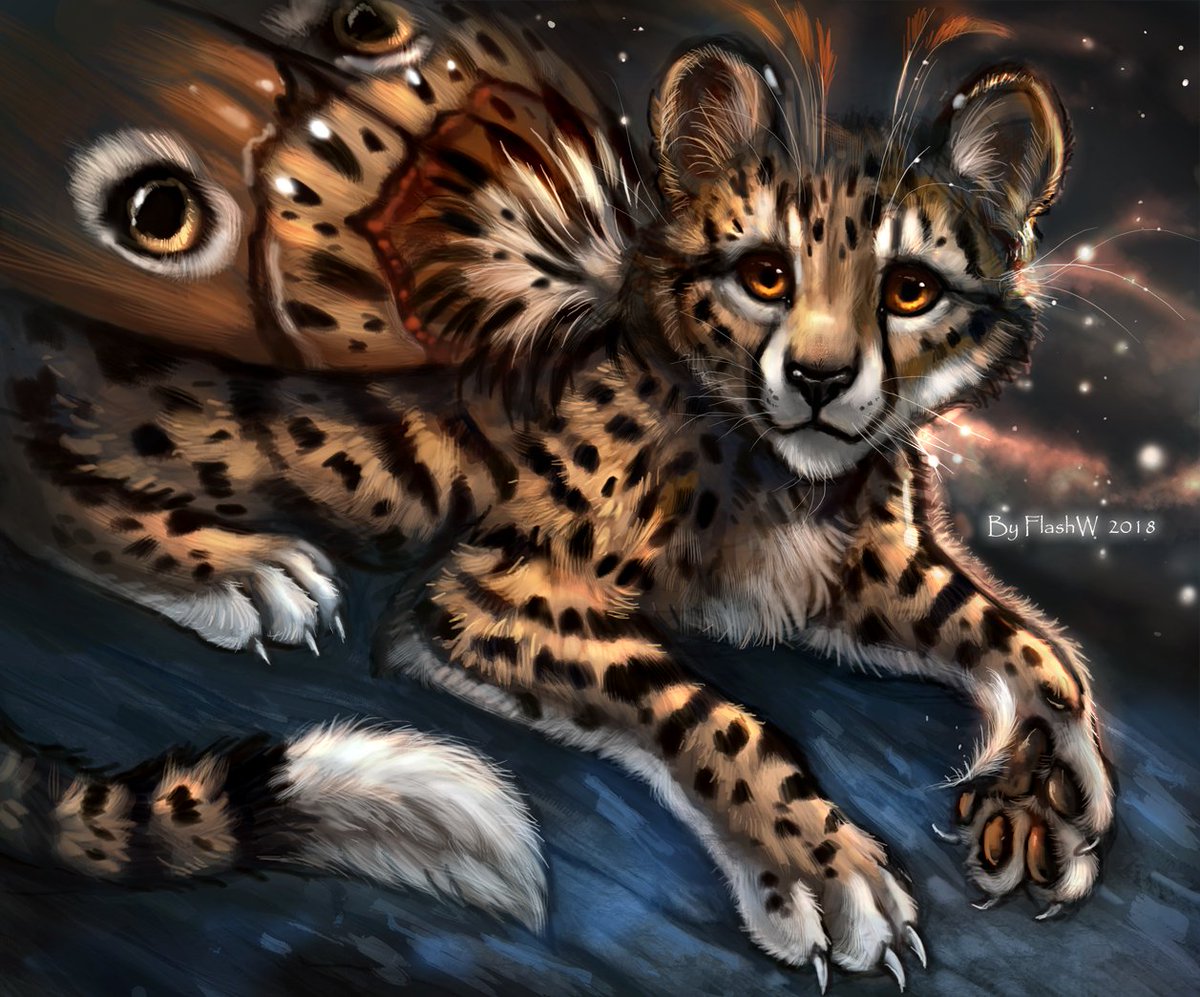 Cats with wings. ~ #Digitalart #Fantasy #Cat #Cheetah, image size:1200x997