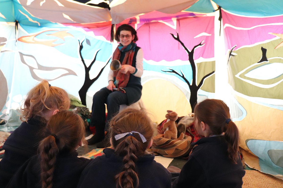 GriffinHouseSch's tweet photo. Some of our children enjoying their story sessions in the magnificent pumpkin tent. #GHSBookWeek https://t.co/9T20vrPuoB