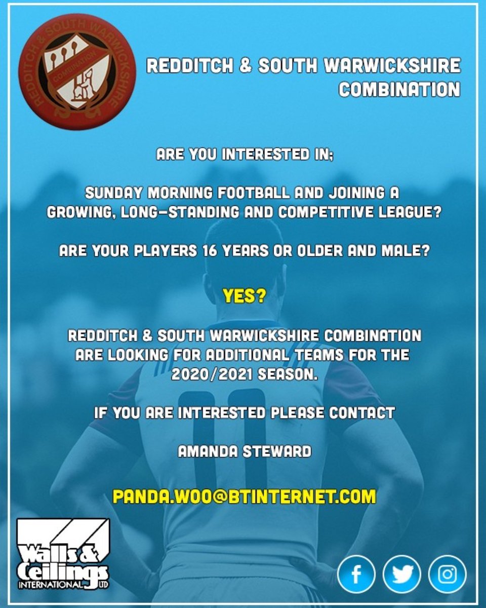 Are you Interested in Sunday morning football and joining a growing, long-standing and competitive league for the 2020/2021 season?

If you are interested please contact

Amanda Steward (Panda.Woo@btinternet.com)
 
Likes and retweets appreciated.