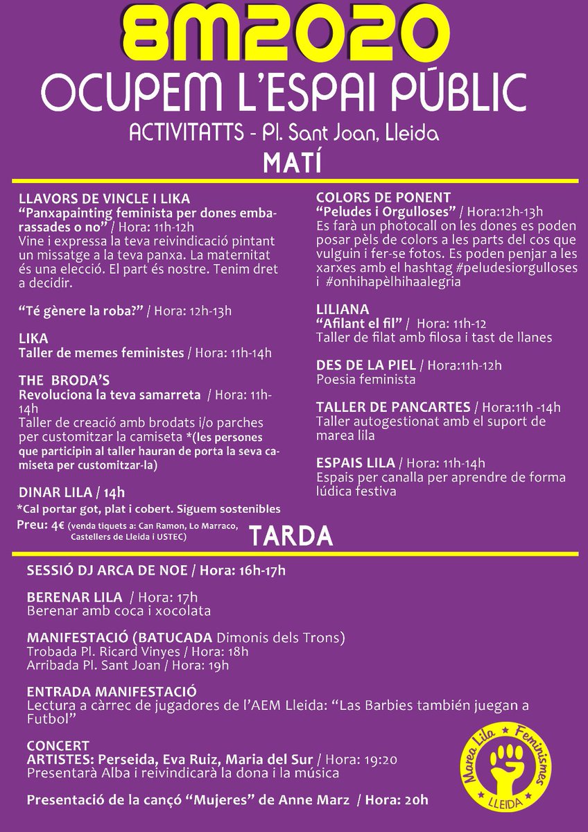#8M2020 #Lleida 📢som-hi 🟣#Feminismes 🟪👇🏾