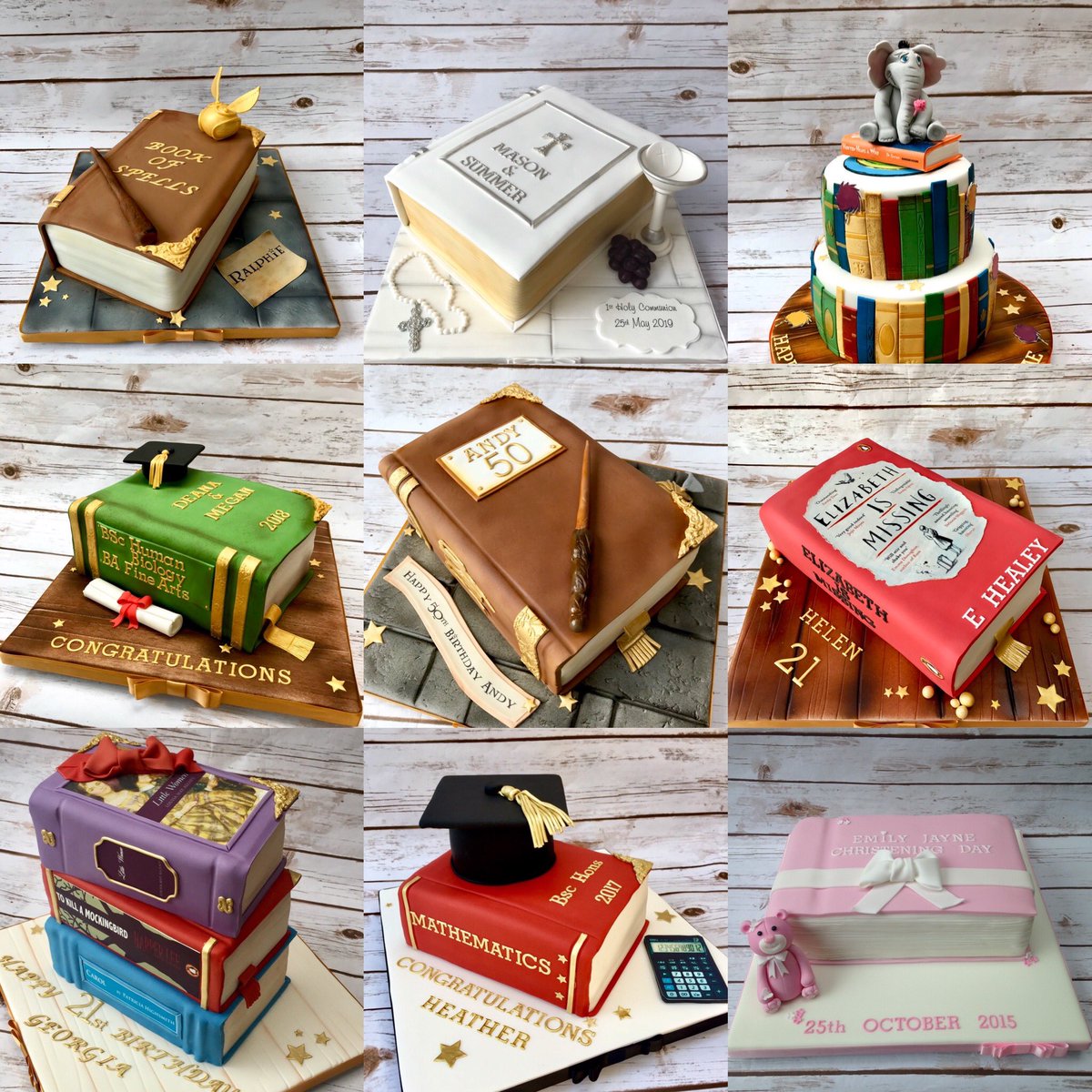 The_cakebank's tweet photo. #worldbookday in cake form. I love making edible books and here are just a few. #cake #ediblebook @RenshawBaking @sugarcraftmag https://t.co/pHUoTLhTlz