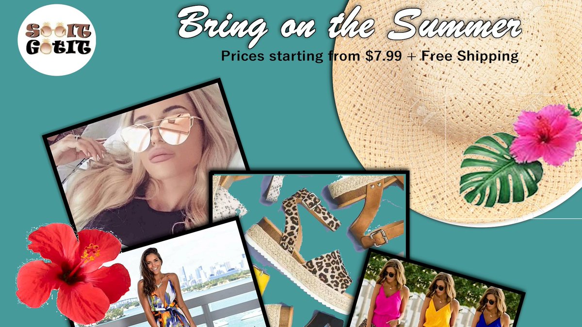 GotitSeeit's tweet photo. Bring on the Summer!  Prices starting at $7.99 + Free Shipping!  https://t.co/TwuRioBwFc @GotitSeeit #summervibes #bringonthesummer #summer #Summer2020 #deals #summertime #fashion #styleinspo #seeitgotit @SSS_Retweets #maxidress #jumpsuit #sunglasses #wedges #shades https://t.co/sZymzKYbbO