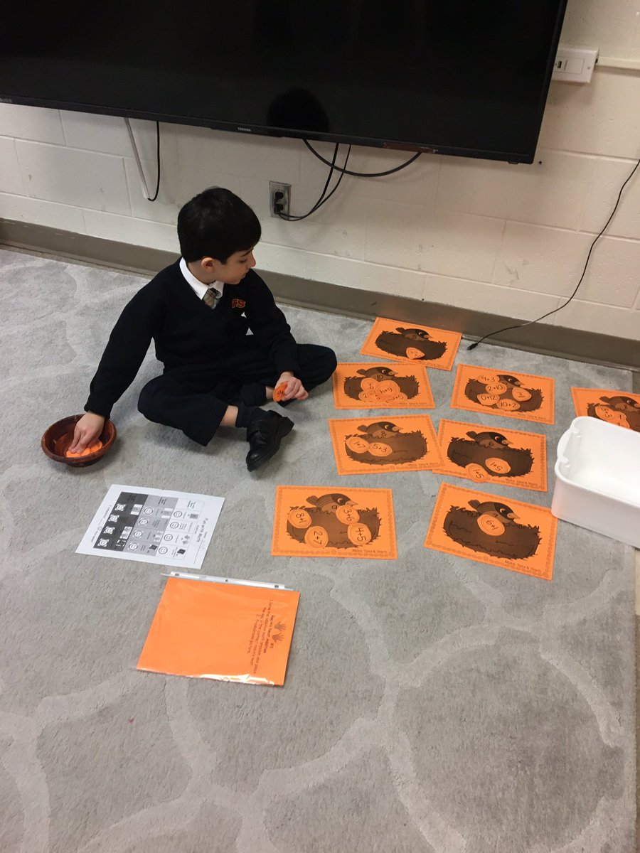 Working on our addition math stations. <a href="/HTSRichmondHill/">HTS Richmond Hill</a>