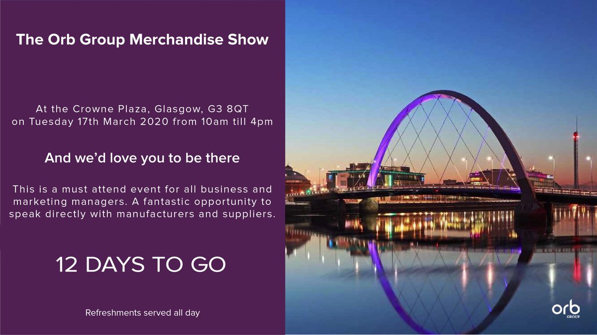 The Orb Merchandise Show is only 12 days away! Come along to see a vast range of the latest tech items and suppliers that can help promote your brand. Have you signed up to attend? If not RSVP to hello@orbgroup.co.uk to be a part of this must attend event. 
#merchandise #show
