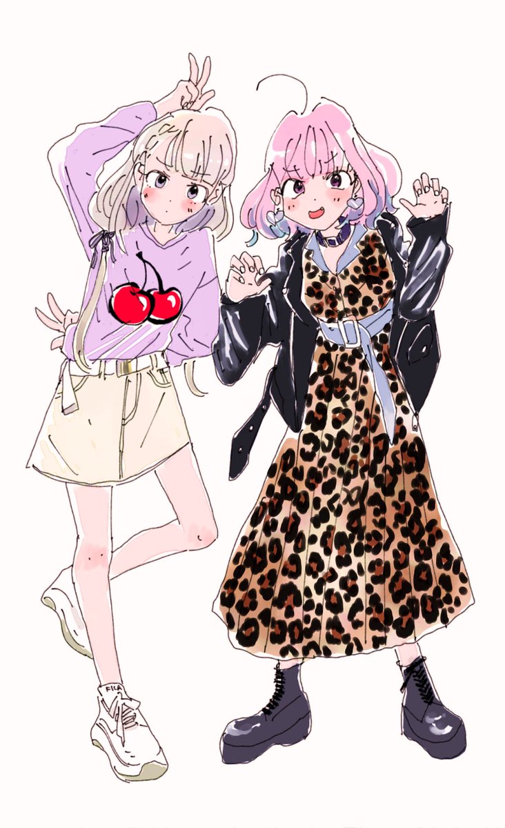 hisakawa nagi ,yumemi riamu multiple girls 2girls pink hair jacket ahoge white background simple background  illustration images