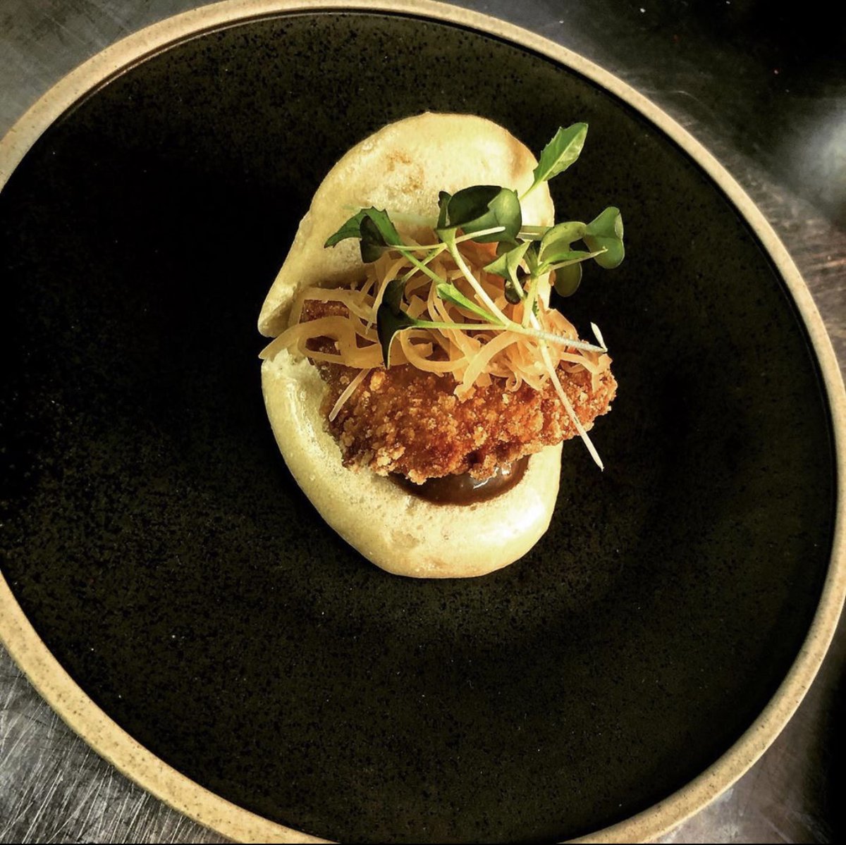 DobsonParnell's tweet photo. It's been a while - our sourdough baos with crispy chicken wing, black garlic and last year's fermented turnip featured on our Tasting Menu. Who wants to try these? 👨‍🍳 https://t.co/cHAY8IJLXq #Thursdaymotivation #NEfoodbloggers https://t.co/WVZEbkGHZZ
