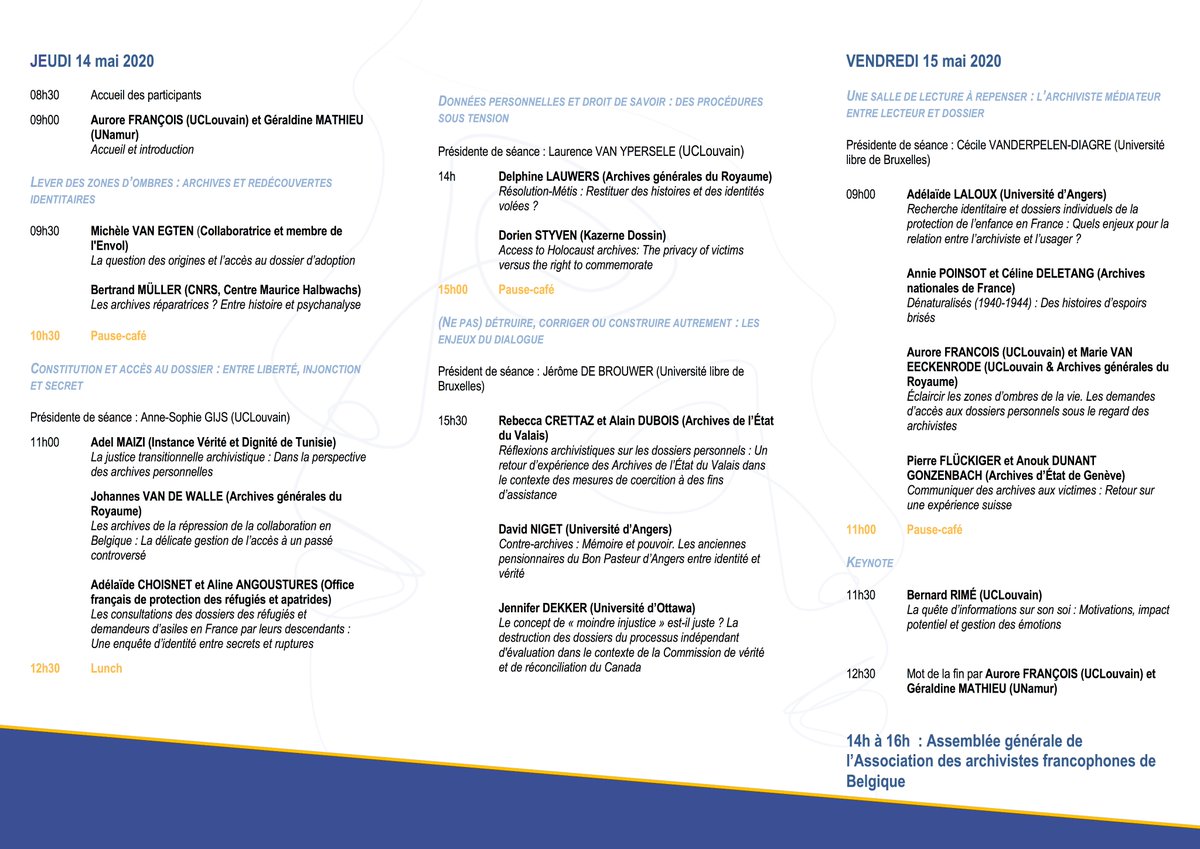 Découvrez le programme des #jdalln2020 "Un dossier pour se (re)construire. Archives et enjeux d'identités" qui se tiendront les 14 et 15 mai 2020 prochains.
Plus d'informations : uclouvain.be/fr/decouvrir/a…