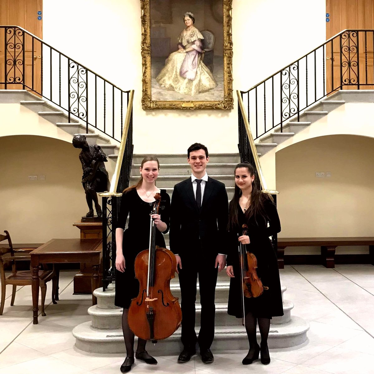 #ChloéPianoTrio after our performance for the annual President Visit at the <a href="/RCMLondon/">Royal College of Music</a>
Since we couldn't take any pictures with HRH Prince Charles, here we are posing at the new RCM reception 🤗