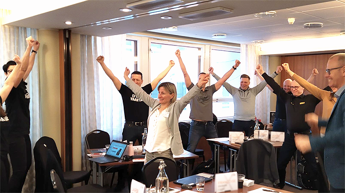 HankenSSE's tweet photo. Hands up for Brand X! Not only are we making marketing mission critical, but we are also dancing the #goBrandX dance. https://t.co/egA03H6N8u