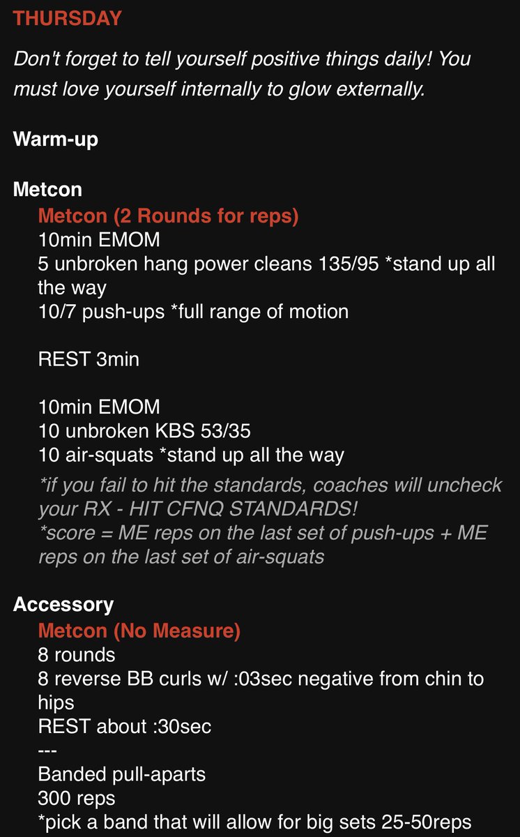 CrossFit_NQ's tweet photo. Today’s #WOD:
EMOM Metcon with hang power cleans/pushups/kettlebell swings/air squats + accessory work. 💪🏻
#CFNQ #CrossFit
____________________
https://t.co/vT8S2TFJcs https://t.co/Cz02ff6zaW