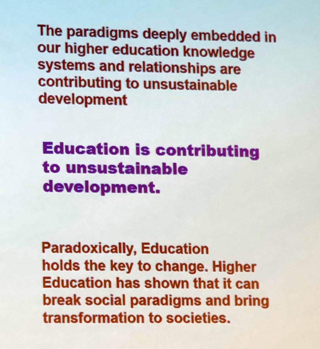 Daniella Tilbury, “Commissioner for sustainable development and  future generations, Her Majesty’s Goverment of Gibraltar” invite HEIs to change. #GUNiSDGs <a href="/GUNi_net/">GUNi Network</a>