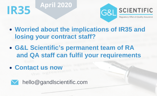 G_LPeople's tweet photo. Worried about the implications of IR35 and losing your contract staff?

G&amp;L's permanent team of Regulatory Affairs and Quality Assurance staff can fulfil your requirements.

Contact us now: hello@gandlscientific.com

#IR35 #Contactus https://t.co/wQoEhS1Fma