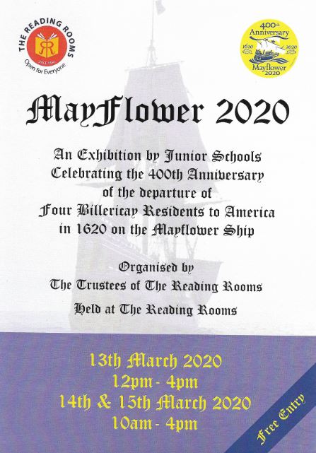 Rooms_Reading's tweet photo. MAYFLOWER 2020 EXHIBITION. 13/14/15 March. See what junior school children from Brightside, Buttsbury, St John's and St Peter's have found out about #Billericay Mayflower Pilgrims' clothes, food, occupations, and possessions, and enjoy light refreshments with a 1620s twist. https://t.co/ErXvcjbxpy