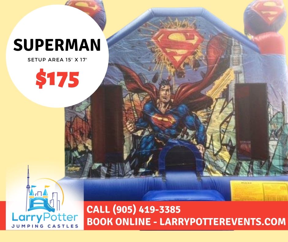 Do you have a Superman fan? This is one of our most popular rentals! Book now and save $25!!! #EarlyBirdSpecial

Book online, save time 👉 buff.ly/32Lw7cP

#LarryPotterEvents #superman #bouncycastle #bouncycastlefun #birthdayideasforkids #eventrentals #concessionmachines
