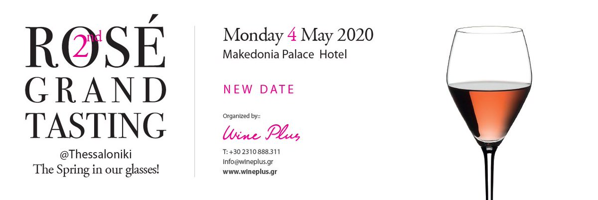 2nd Rosé Grand Tasting @Thessaloniki 
NEW DATE: Monday 4 May 2020 
<a href="/MakedoniaPalace/">Makedonia Palace Hotel</a> Thessaloniki 
#rosegrandtasting2020 #rgt2020