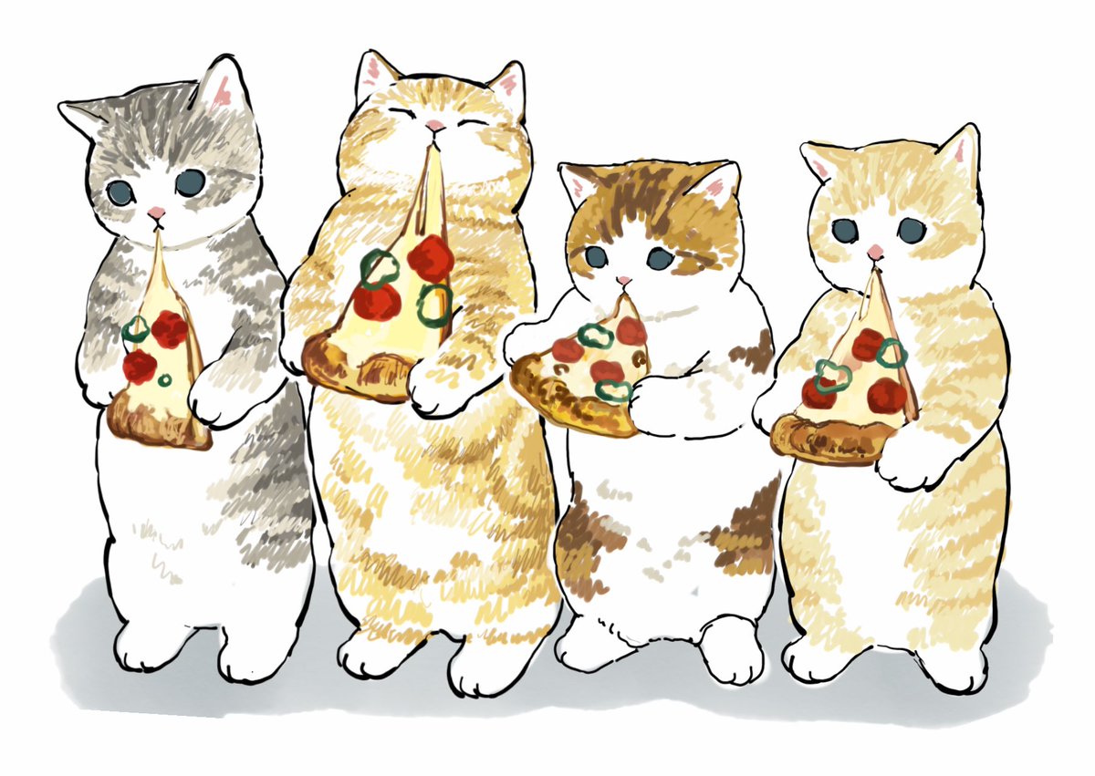 pizza holding food no humans cat pizza slice holding food  illustration images