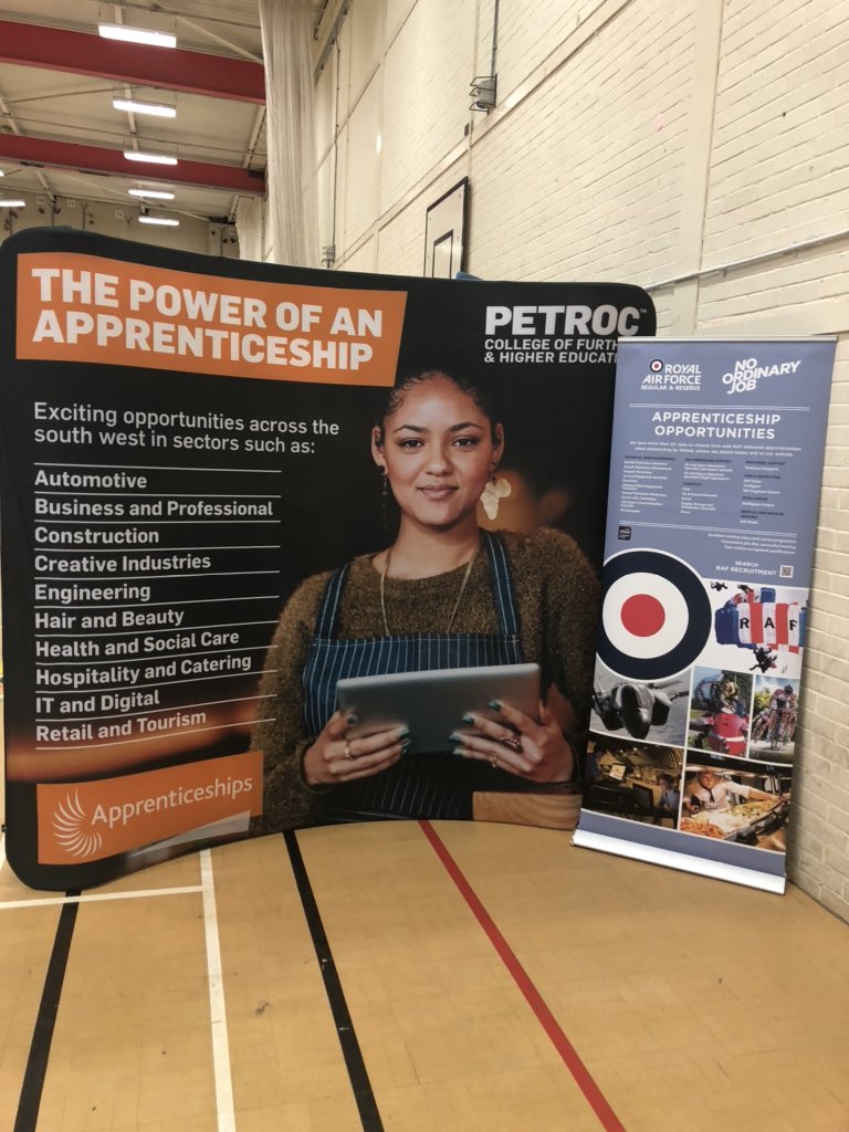 Come see the RAF careers team <a href="/PetrocOfficial/">Petroc</a> from 1300 to 1800hrs. We will be here talk about the apprenticeship opportunities available in the RAF for individuals aged 16-47.  These jobs pay £20,000 on completion of training and are complimented with other life benefits.