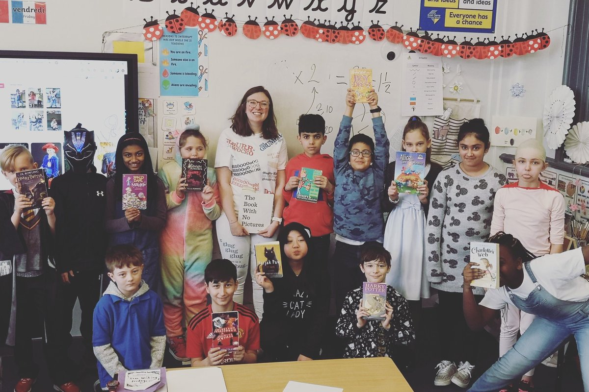 EastDeneY5's tweet photo. Rocking #WorldBookDay in 5G! 📚📚 @bjnovak @jk_rowling @whatSFSaid @roald_dahl https://t.co/6UJaI7ITh4