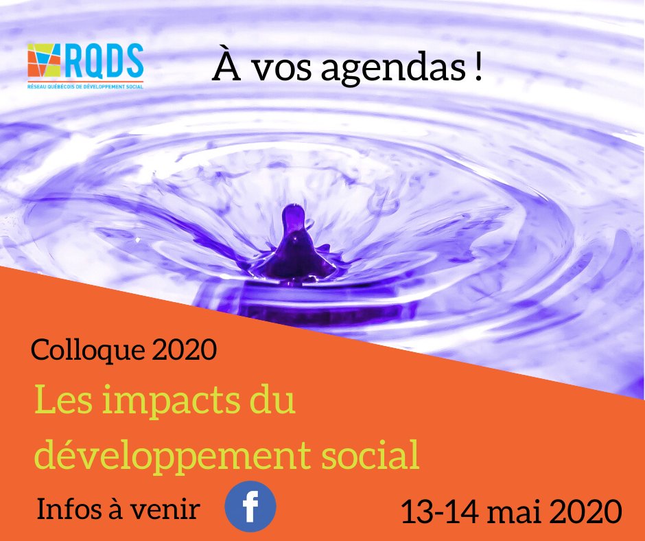 RQDS2018's tweet photo. 📣📣📣 À VOS AGENDAS !!!
 Réservez les 13 et 14 mai prochains. Vous ne voulez PAS manquer l'activité printanière du #RQDS sur le thème des "Impacts du développement social".

Infos à venir, Merci de partager 🙏😉 https://t.co/s8CVmT2dFt