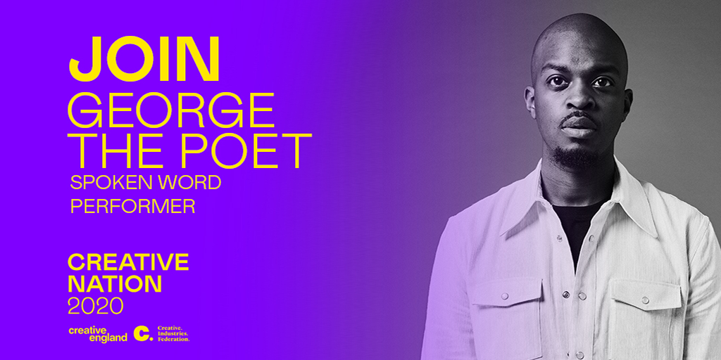 CreativeUK_News's tweet photo. 📢 Announcing our headline performer for #CreativeNation2020 - @GeorgeThePoet
- Spoken word artist ✅
- Social commentator ✅
- Podcast host ✅
- will perform an original piece EXCLUSIVELY at Creative Nation 2020 ✅
Book your Earlybird tickets here: https://t.co/9cdar30lFU https://t.co/3s3edPYud5