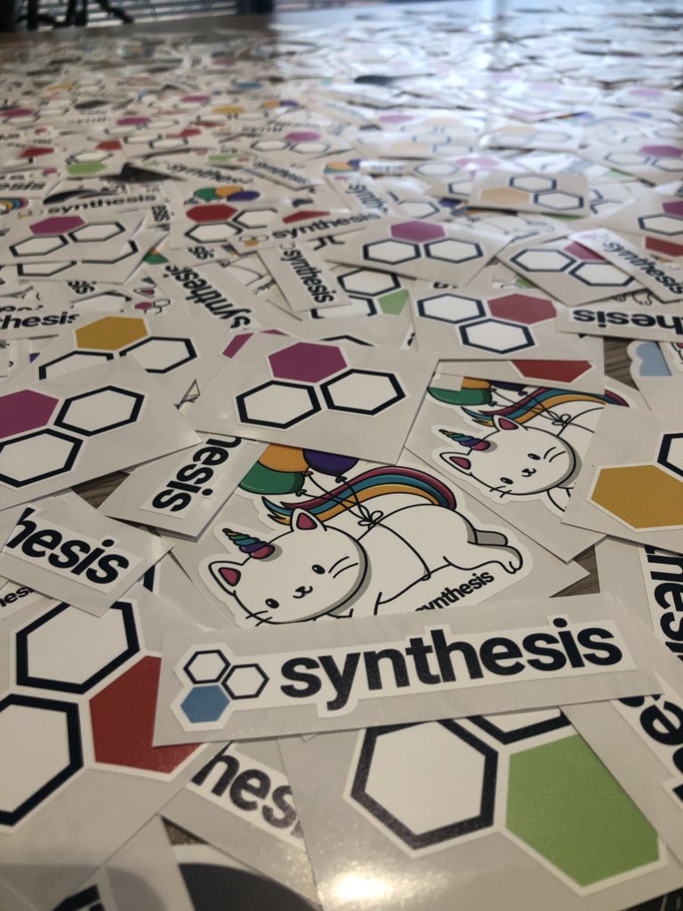 SynthesisSA's tweet photo. Our swag table #SynthesisHackathon #Dev4Good #Tech4Good https://t.co/eMhww98aHE
