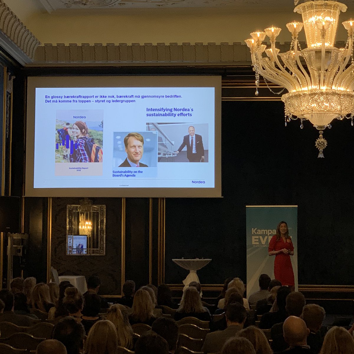 PaaSprakehaug's tweet photo. En glossy bærekraftrapport er ikke nok, bærekraft må gjennomsyre bedriften. Det må komme fra toppen, Styret og ledergruppen sier @ThinaSaltvedt #merkevaredagen2020 #bærekraft #nordea #kampanje https://t.co/2u9eRne7Eq
