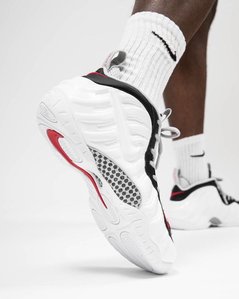 foamposite white black university red