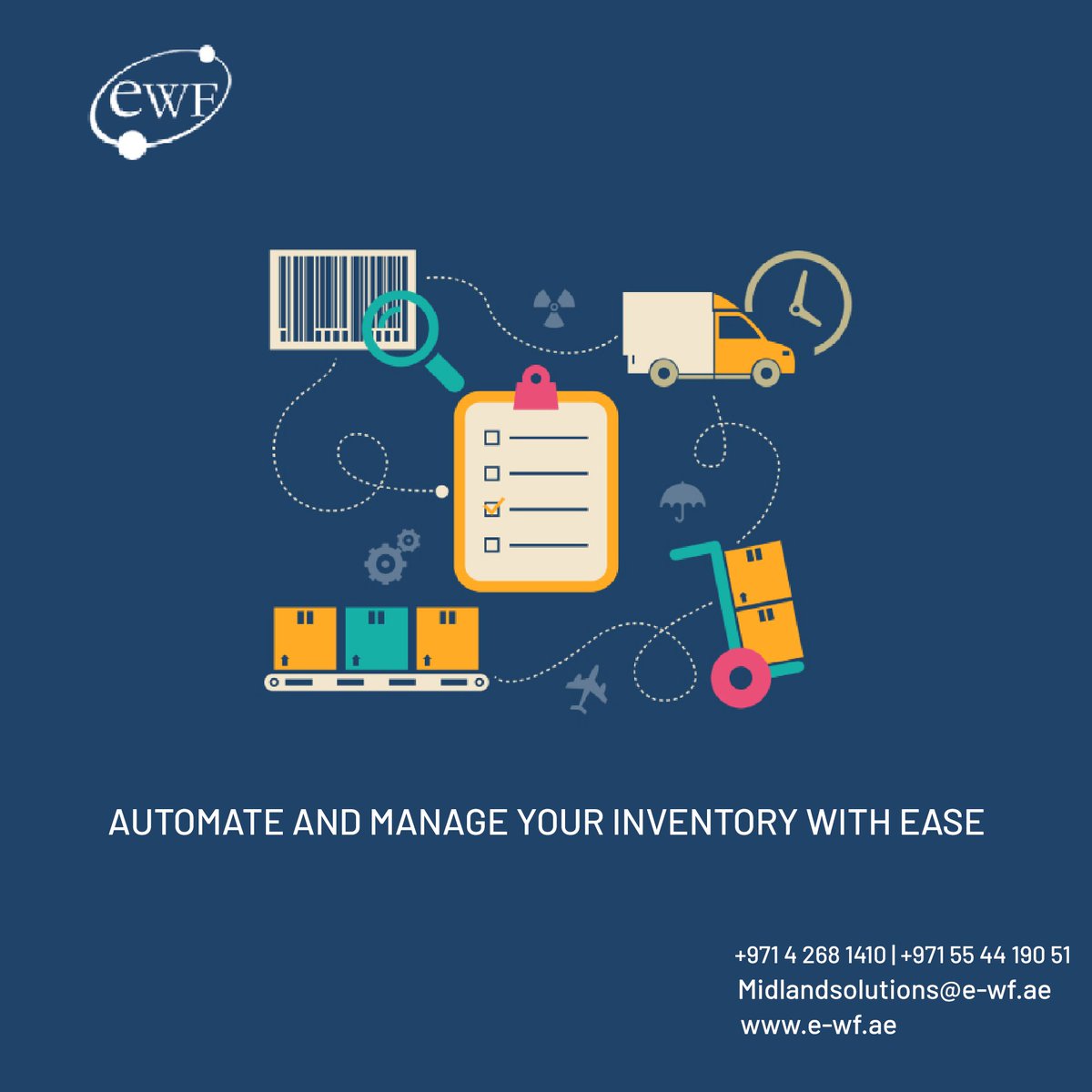 e_midland's tweet photo. Looking for the best inventory management solution for your business? eWF SIMS is one of the best software solution available now in UAE. Save Money &amp; up-to-date operations. Contact us now for more details.
☎️ +971 4 268 1410 | +971 55 44 190 51
📧 midlandsolutions@e-wf.ae https://t.co/92BiCLqiCQ