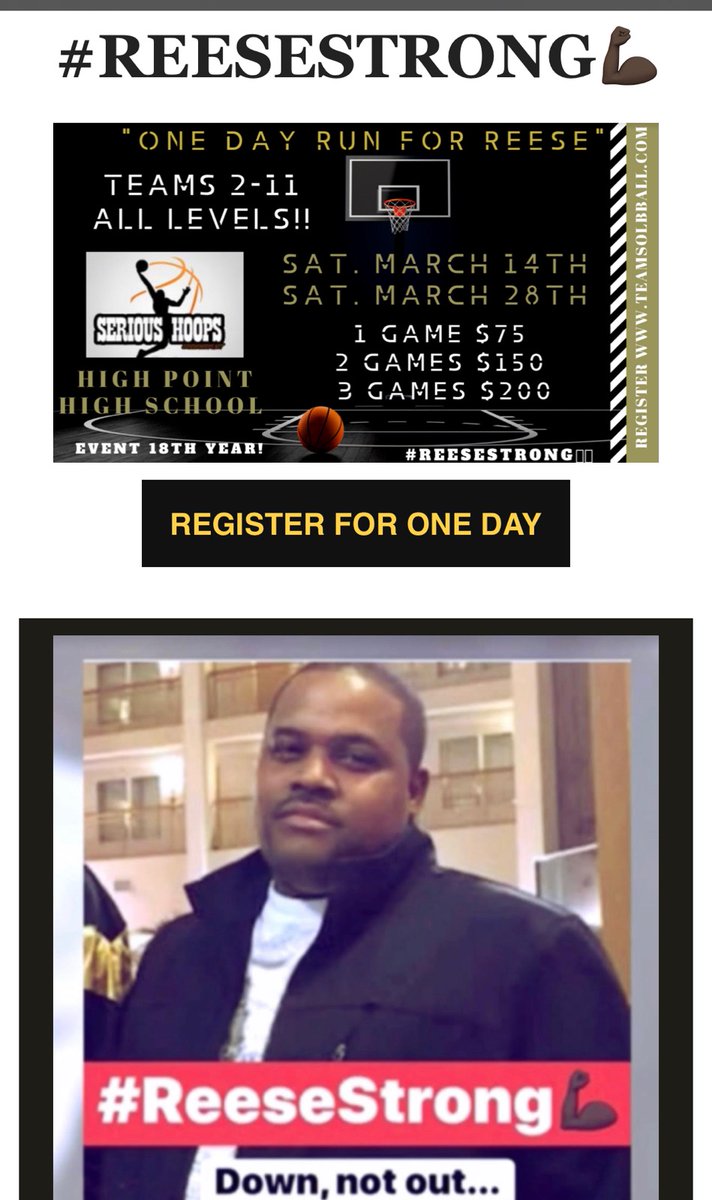 🚨ONE DAY RUN FOR REESE 🚨 #Serious
Hoops #ReeseStrong #BouncinBack #Register👇🏽  Copy and Paste the link
us4.campaign-archive.com/?e=&u=d877f541…