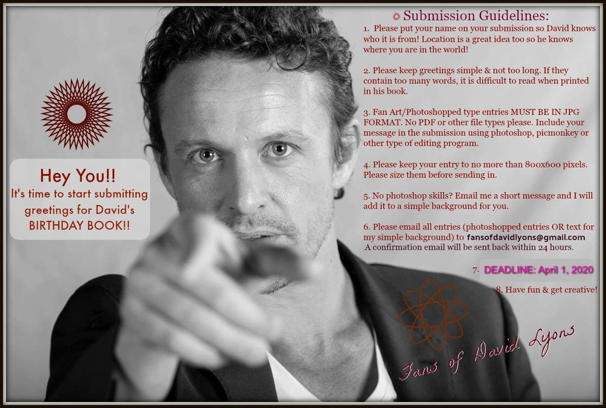 Time to submit birthday greetings to include in the FoDL Birthday Book! DEADLINE April 1st! #DavidLyons