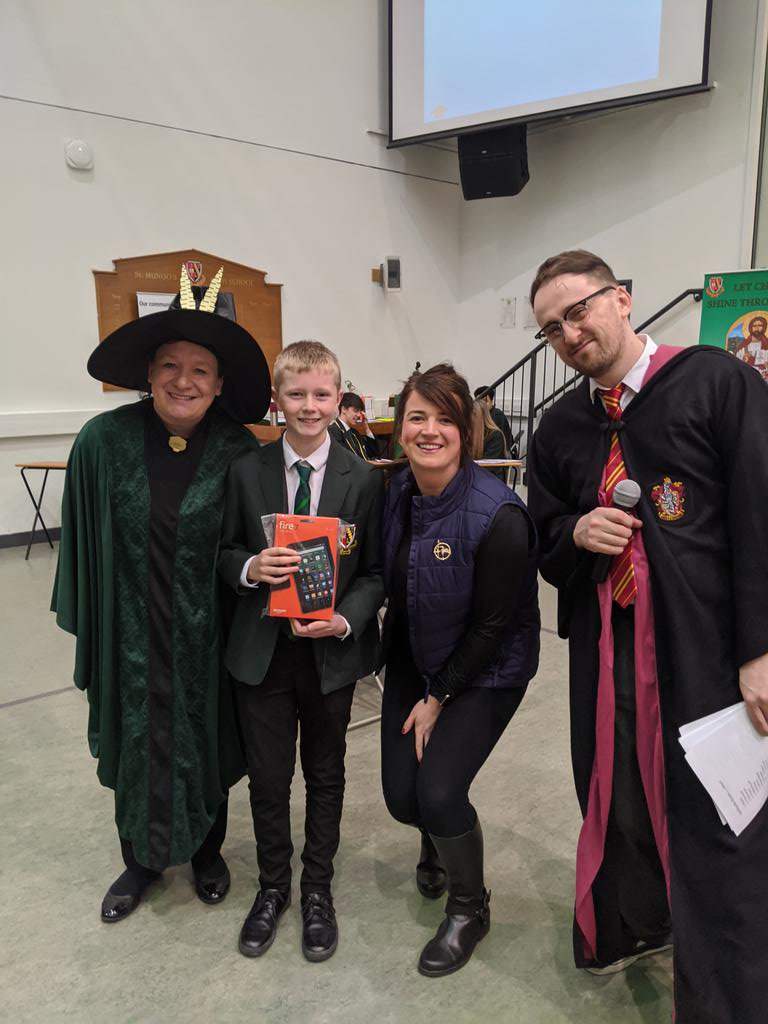 StMungos_Eng's tweet photo. Our spelling bee champs! Well done everyone. #spelling #worldbookday #english #reading #teacher #life #books https://t.co/xcYPMTOLEZ