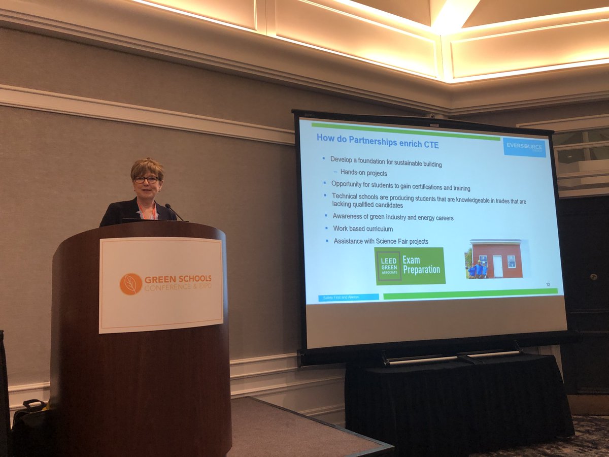 ecorise's tweet photo. Enjoyed presenting at #GSCE20 w/ Mary McCarthy of @EversourceCorp & Kevin McCaskill of Madison Park Technical Vocational HS in @BostonSchools! We covered how companies, community orgs & schools can partner to enhance #CTE offerings, preparing students for exciting green careers. https://t.co/dTQjnQfatq